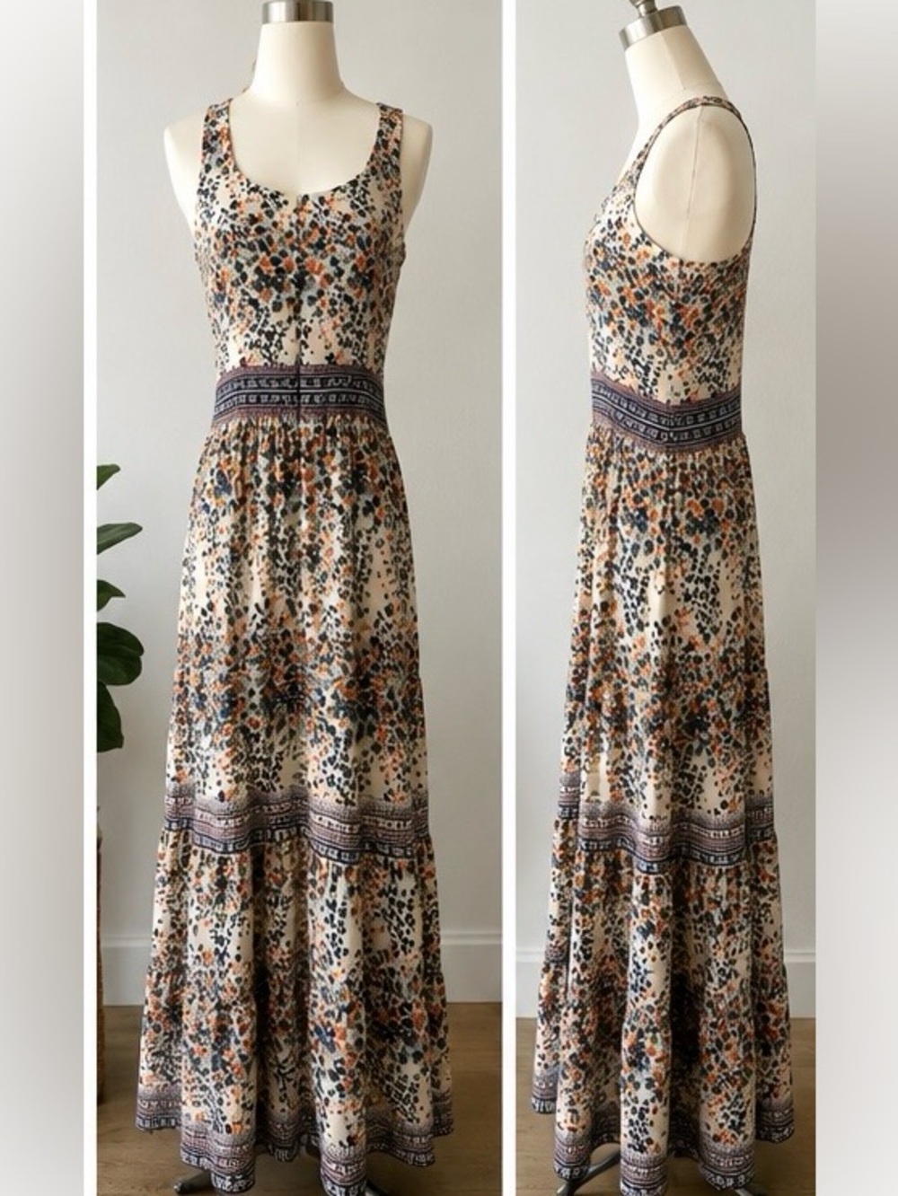 SEA New York Floral Print Sleeveless Maxi Dress | Size 4 | Boho Prairie